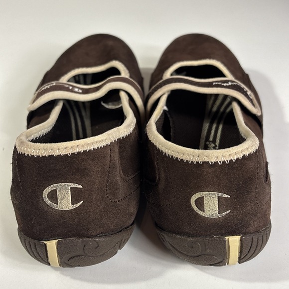 Champion Mary Jane Sneaker Flats Women's Size 8.5 Brown Leather Comfort Slip On - Picture 4 of 7